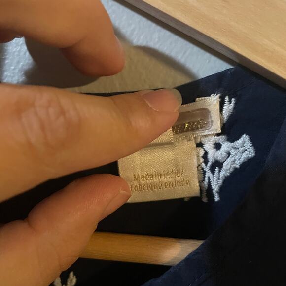 Shoshanna Richa Dress SZ 2 Navy Embroidered Eyelet Scalloped Ruffle Dress $418 - Picture 9 of 13